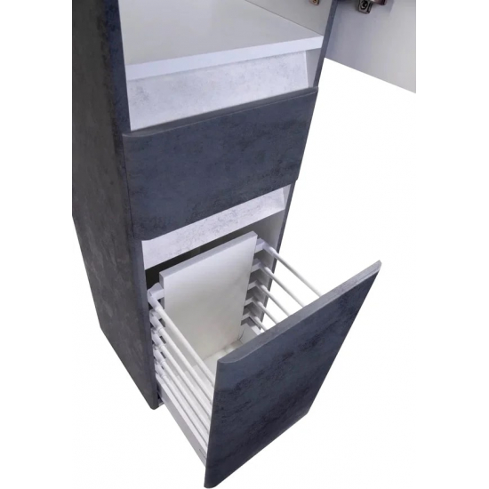 Шкаф-пенал STYLE LINE Атлантика Люкс Plus 35 с бельевой корзиной, бетон темный