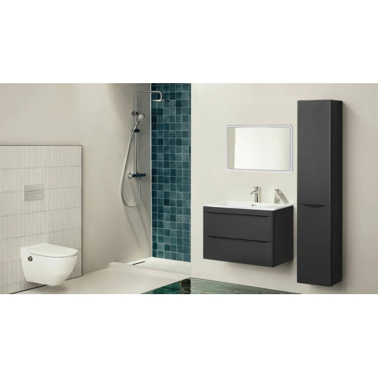 Шкаф-пенал STYLE LINE Бергамо Люкс Plus 30 R правый с бельевой корзиной, антискрейтч черный