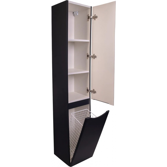 Шкаф-пенал STYLE LINE Бергамо Люкс Plus 30 R правый с бельевой корзиной, антискрейтч черный