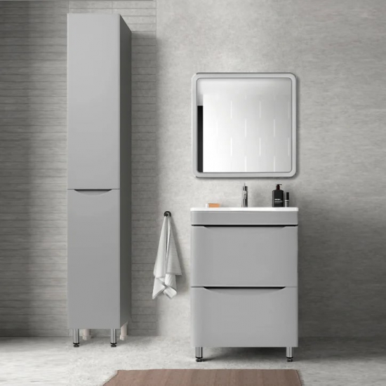 Шкаф-пенал STYLE LINE Бергамо Люкс Plus 30 R с бельевой корзиной, антискрейтч серый