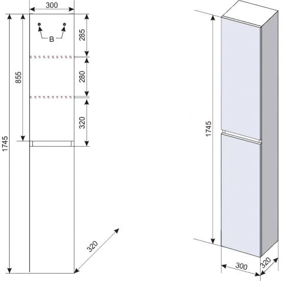 Шкаф-пенал STYLE LINE Даллас 30 Люкс Plus универсальный, белый, с бельевой корзиной