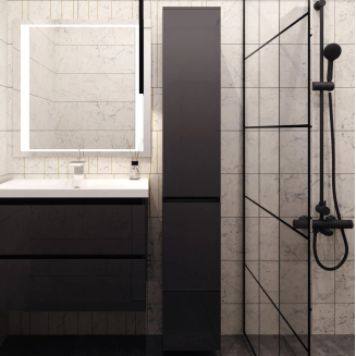 Шкаф-пенал STYLE LINE Даймонд Люкс Plus подвесной, черный