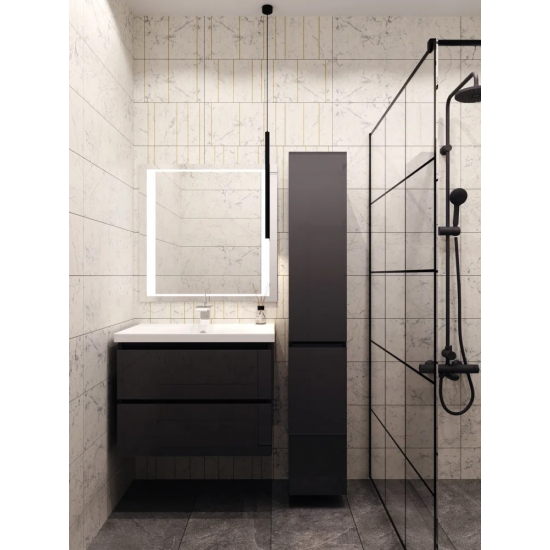 Шкаф-пенал STYLE LINE Даймонд Люкс Plus подвесной, черный