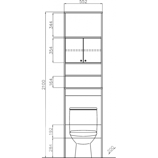 Шкаф-пенал STYLE LINE Эко Стандарт 55, над унитазом