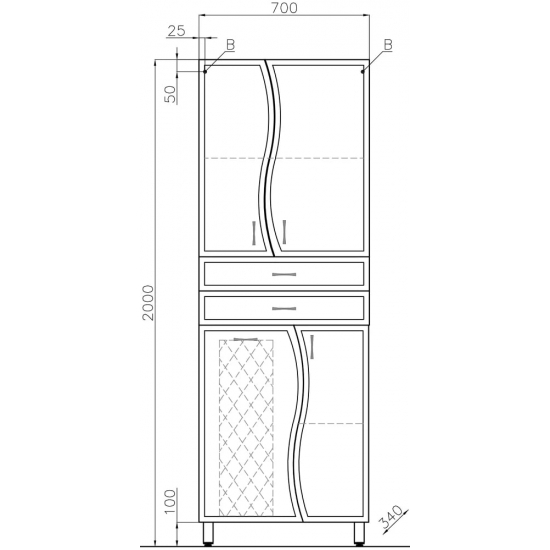 Шкаф-пенал STYLE LINE Эко Волна 70 с бельевой корзиной