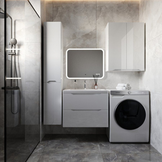 Шкаф-пенал STYLE LINE Марелла 30 R Люкс Plus, антискрейтч белый глянец, с бельевой корзиной