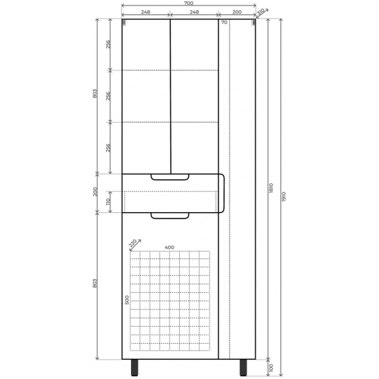 Шкаф-пенал STYLE LINE Оптима 70 с бельевой корзиной