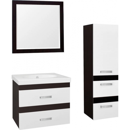 Шкаф-пенал STYLE LINE Сакура 36 Люкс Plus, белый, венге