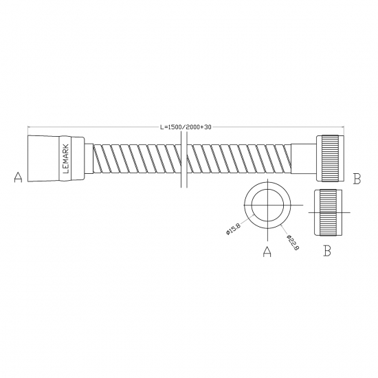Шланг для душа LEMARK LE8032S растягивающийся 150-200 см