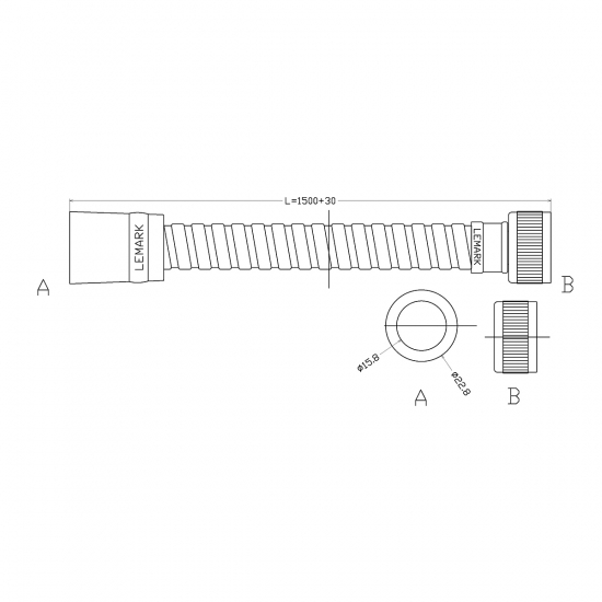 Шланг для душа LEMARK LE8043P ПВХ, длина 150 см