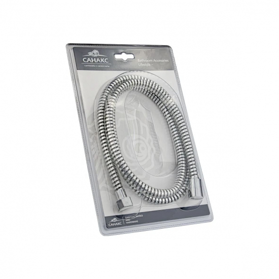 Шланг для душа САНАКС 3769 ПВХ рельефный, длина 150 см, хром/чёрный