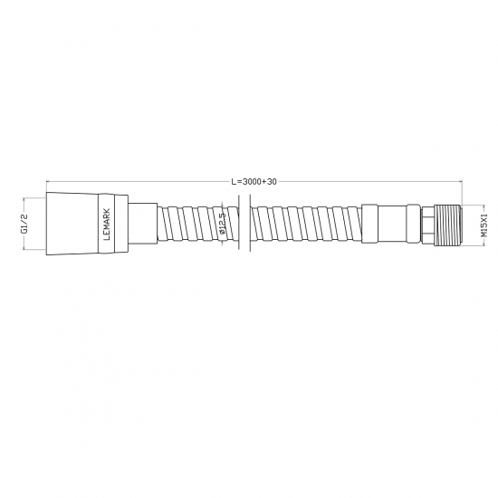 Шланг вытяжной для смесителя LEMARK LE8065S нержавейка, наружная резьба, длина 300 см