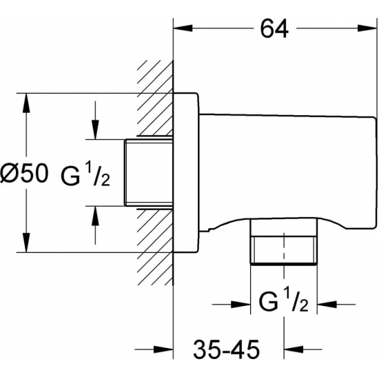 Шланговое подключение GROHE Rainshower 27057000 хром