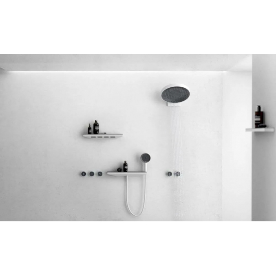 Шланговое подключение HANSGROHE Rainfinity 26858700 с полкой и держателем, белый матовый графит