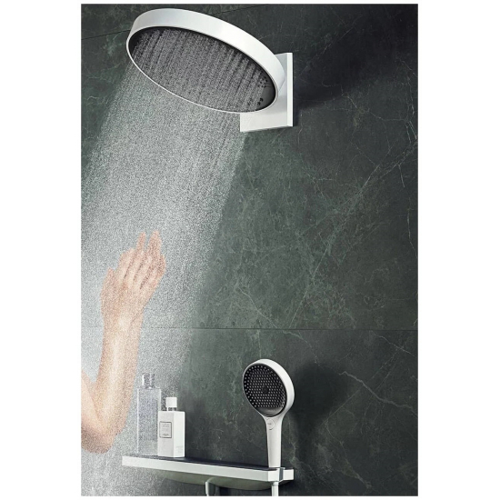 Шланговое подключение HANSGROHE Rainfinity 26858700 с полкой и держателем, белый матовый графит