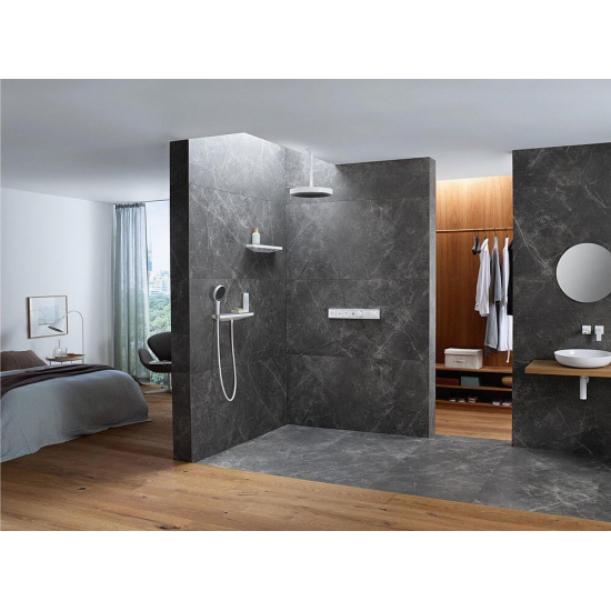Шланговое подключение HANSGROHE Rainfinity Porter 500 26843000 с полкой и держателем, хром
