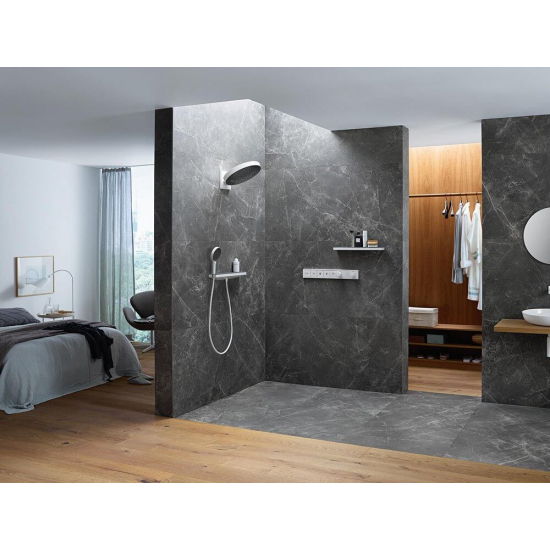 Шланговое подключение HANSGROHE Rainfinity Porter 500 26843000 с полкой и держателем, хром