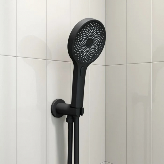 Шланговое подключение IDDIS Built-in Shower Accessories 003BL01i62 с держателем, чёрное
