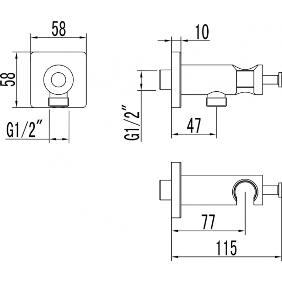 Шланговое подключение LEMARK LM3785BL с держателем для душа, чёрное