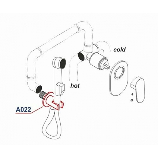 Шланговое подключение WASSERKRAFT A022 с держателем для душа, хром