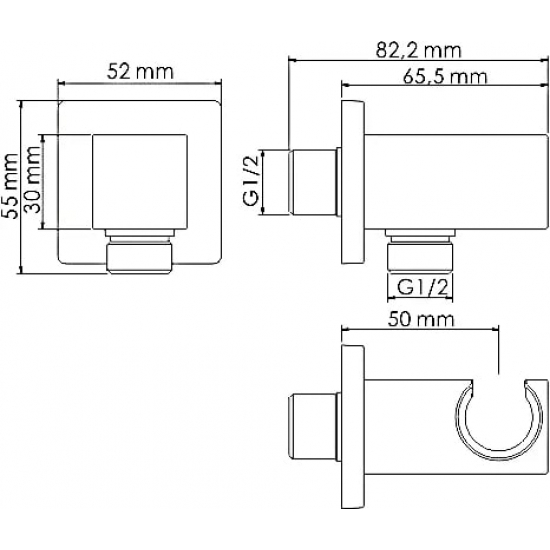 Шланговое подключение WASSERKRAFT A125 с держателем для душа, хром