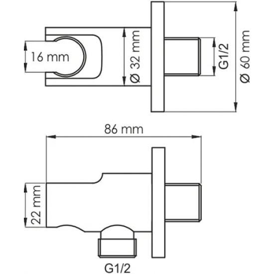Шланговое подключение WASSERKRAFT Elbe A083 с держателем для душа, чёрный матовый