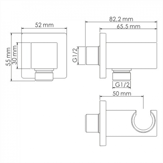 Шланговое подключение WASSERKRAFT Glan A185 с держателем для душа, чёрный глянцевый