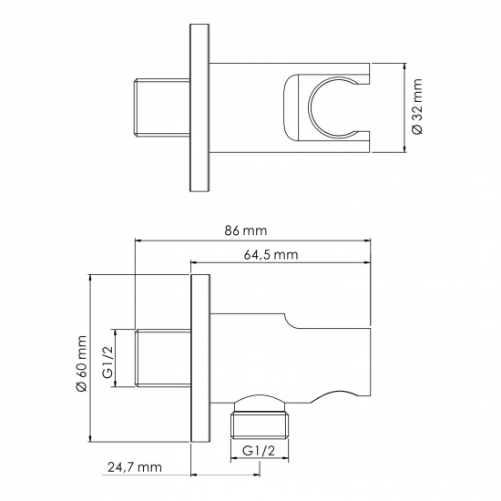 Шланговое подключение WASSERKRAFT Wern A099 с держателем для душа, хром матовый