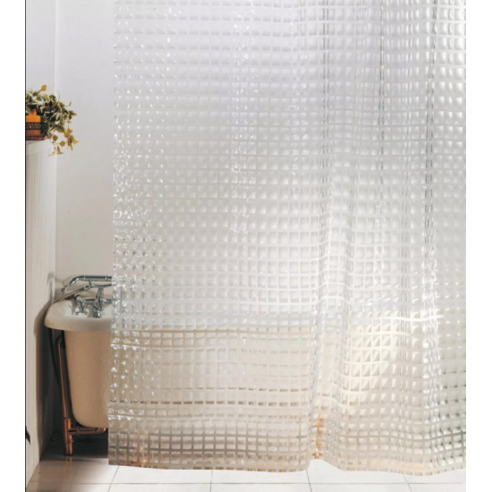 Штора для ванной FRAP F8754 180x200 3D PEVA/полиэтилен прозрачный