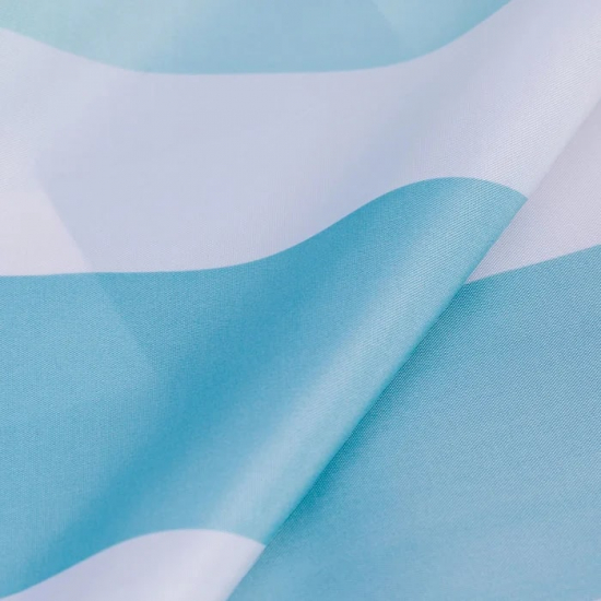 Штора для ванной IDDIS B05P218I11 Basic 180x180 бело-синяя полоска, c кольцами