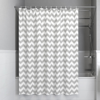 Штора для ванной IDDIS B07P118I11 Basic 180x180 бело-серая, c кольцами