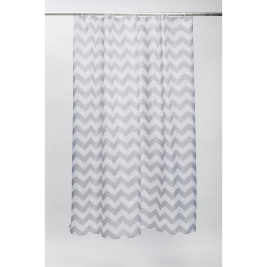 Штора для ванной IDDIS B07P118I11 Basic 180x180 бело-серая, c кольцами