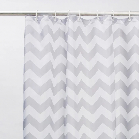 Штора для ванной IDDIS B07P118I11 Basic 180x180 бело-серая, c кольцами