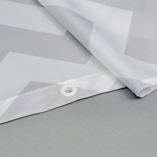 Штора для ванной IDDIS B07P118I11 Basic 180x180 бело-серая, c кольцами