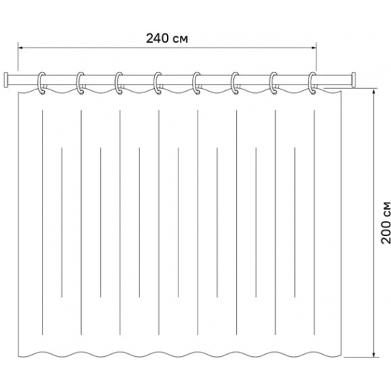 Штора для ванной IDDIS B44P224I11 Basic 240x200 звезды c кольцами
