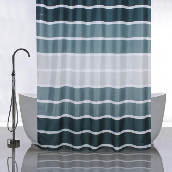 Штора для ванной САНАКС 01-02 180x180 Горизонтальные зеленые полосы