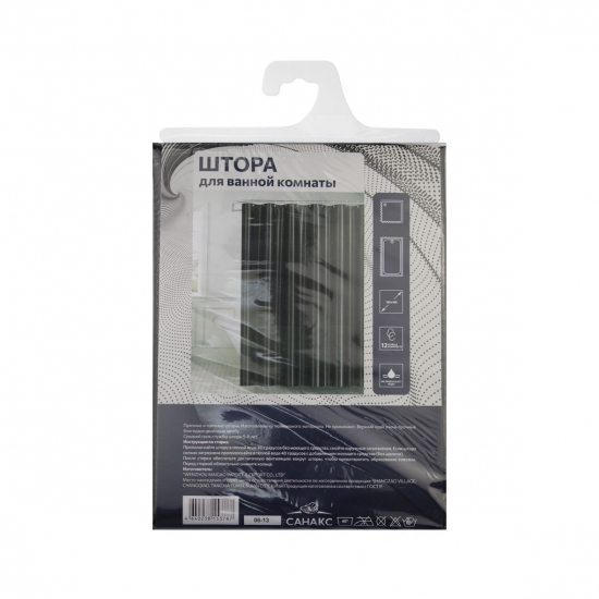 Штора для ванной САНАКС 06-13 180x180 Peva, чёрная матовая