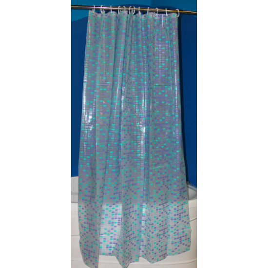 Штора для ванной ZALEL YE-4200G PEVA эконом 180x180 голубая с кольцами