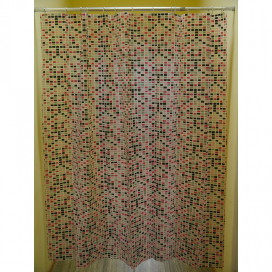 Штора для ванной ZALEL YE-4200М PEVA эконом 180x180 красная с кольцами