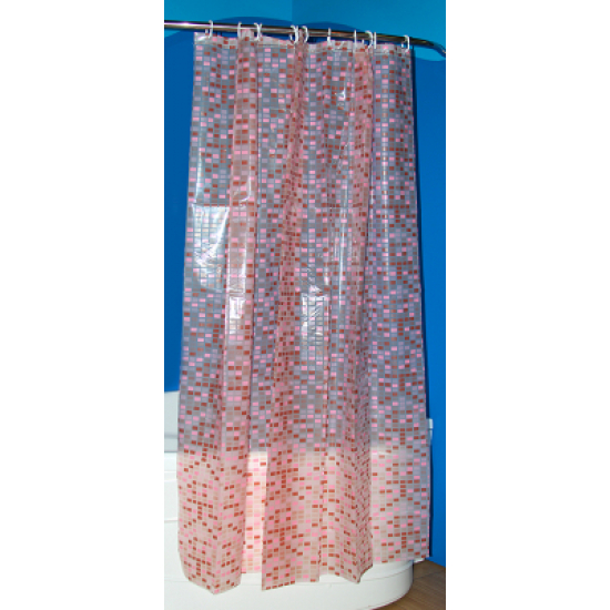 Штора для ванной ZALEL YE-4200P PEVA эконом 180x180 розовая с кольцами