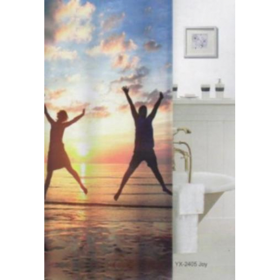 Штора для ванной ZALEL YX-2405 Фотопринт 180x200 Joy бежевая 