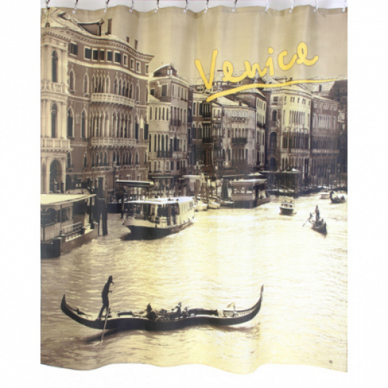 Штора для ванной ZALEL YX-2428 Фотопринт 180x180 Venice бежевая без колец