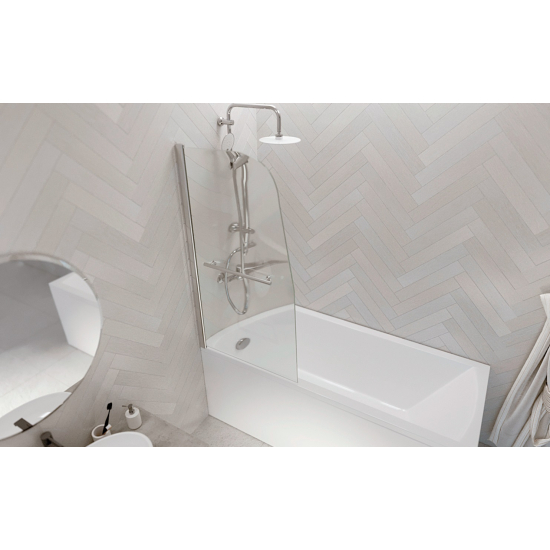 Шторка для ванны 1MarKa P-03 82x150 профиль хром, стекло прозрачное