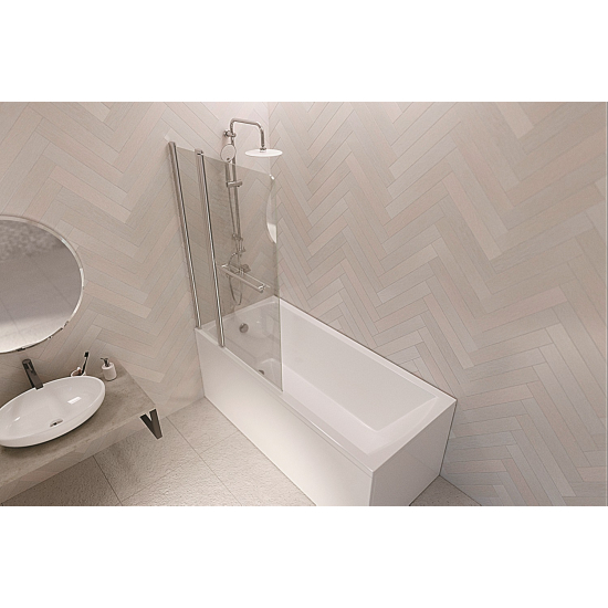 Шторка для ванны 1MarKa P-05 85x150 профиль хром, стекло прозрачное