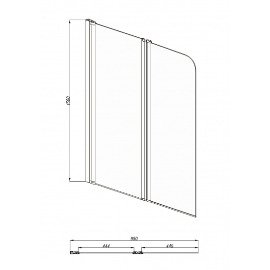 Шторка для ванны АКВАТЕК AQ DEL SBA 10015CH двухэлементная профиль хром, стекло прозрачное