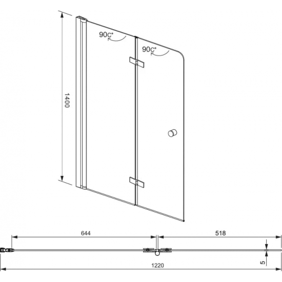 Шторка для ванны AQUANET Beta 4 NF6222-hinge 122x140