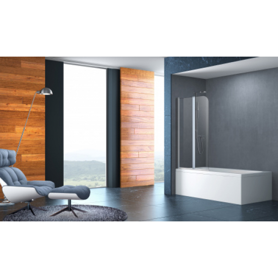 Шторка для ванны AZARIO BOSTON 80 (41,5+38,5)x140 хром