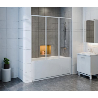 Шторка для ванны BAS Лима 130x145 (3 створки прозрачное стекло)
