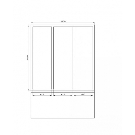 Шторка для ванны BAS Тесса 140x145 (3 створки стекло)
