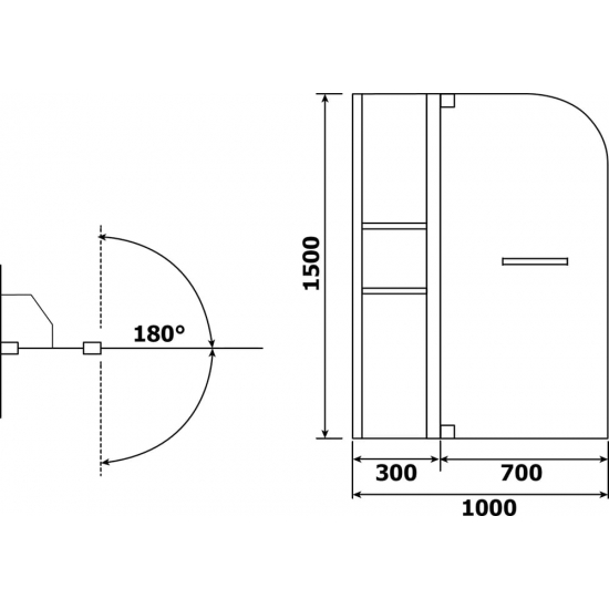 Шторка для ванны RGW Screens SC-08 1000x1500 с ручкой и полками